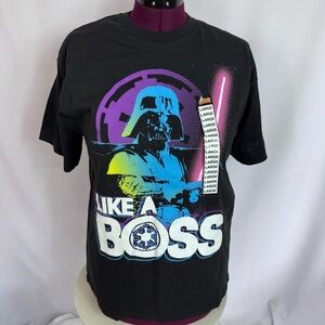 Star Wars Darth Vader Like A Boss Graphic T Shirt Large NWT Retro Neon Tee